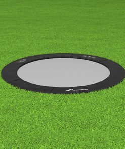 akrobat black round inground trampoline on grass, Flat In-Ground Trampoline,