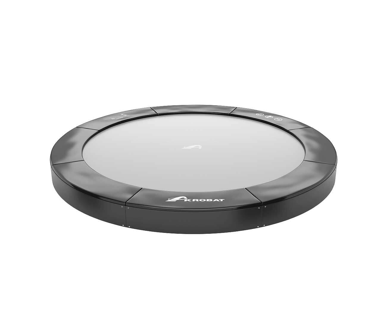 10ft Round Akrobat Primus Flat In-Ground Trampoline - Black Pad with Gray Jump Mat 5 black round in-ground trampoline