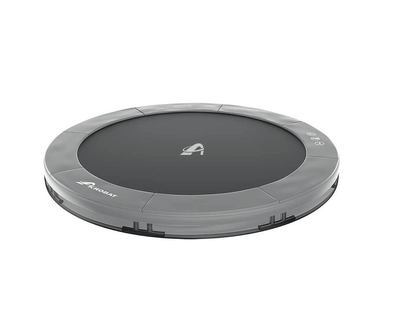 12ft Round Akrobat Primus Flat In-Ground Trampoline - Anthracite Grey (Grey Pad and Black Jump Mat) 5 grey Round in-ground trampoline