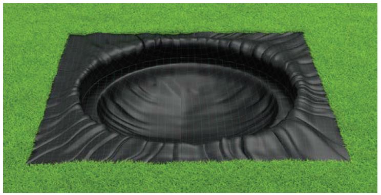 insert the weed liner into trampoline pit