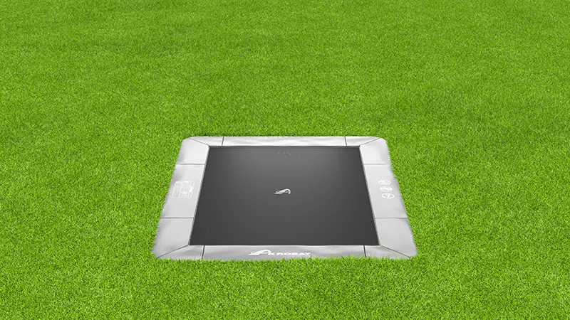 14ft x 10ft Akrobat Primus Flat In-Ground Trampoline - Anthracite Grey (Grey Pad and Black Jump Mat) 1 gray rectangular inground trampoline