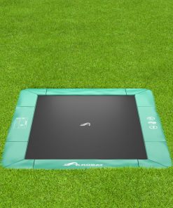 akrobat green rectangular inground trampoline on grass