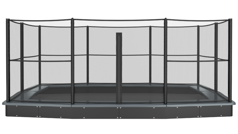 17ft x 10ft Akrobat In-Ground Trampoline Enclosure 1 17 foot by 10 foot all black in ground trampoline with enclosure, In-Ground Trampoline Enclosure,