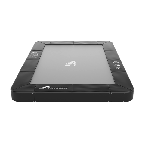 10ft x 6ft Akrobat Primus Flat In-Ground Trampoline - Black Pad with Gray Jump Mat 4 10 foot by 6 foot black inground trampoline