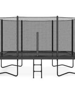 14 foot by 10 foot above ground all black trampoline with enclosure