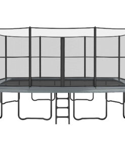 17 foot by 10 foot above ground gray trampoline with enclosure