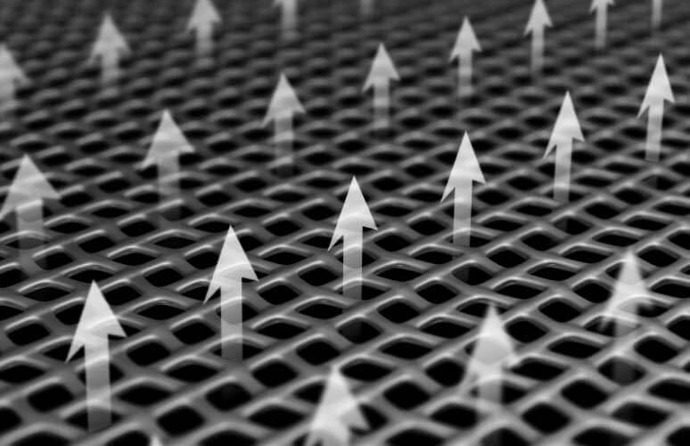 An organized grid displaying arrows directed upwards, representing progress and upward movement in a visual format.