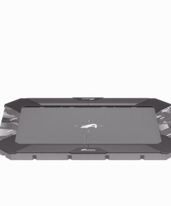 A modern black tablet displayed on a pristine white background, emphasizing its elegant and minimalist appearance.