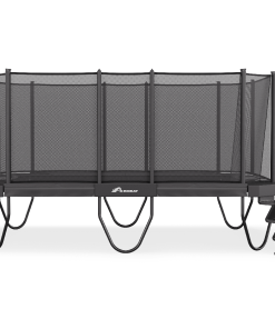 A trampoline equipped with a safety net above, ensuring secure and enjoyable bouncing experiences.