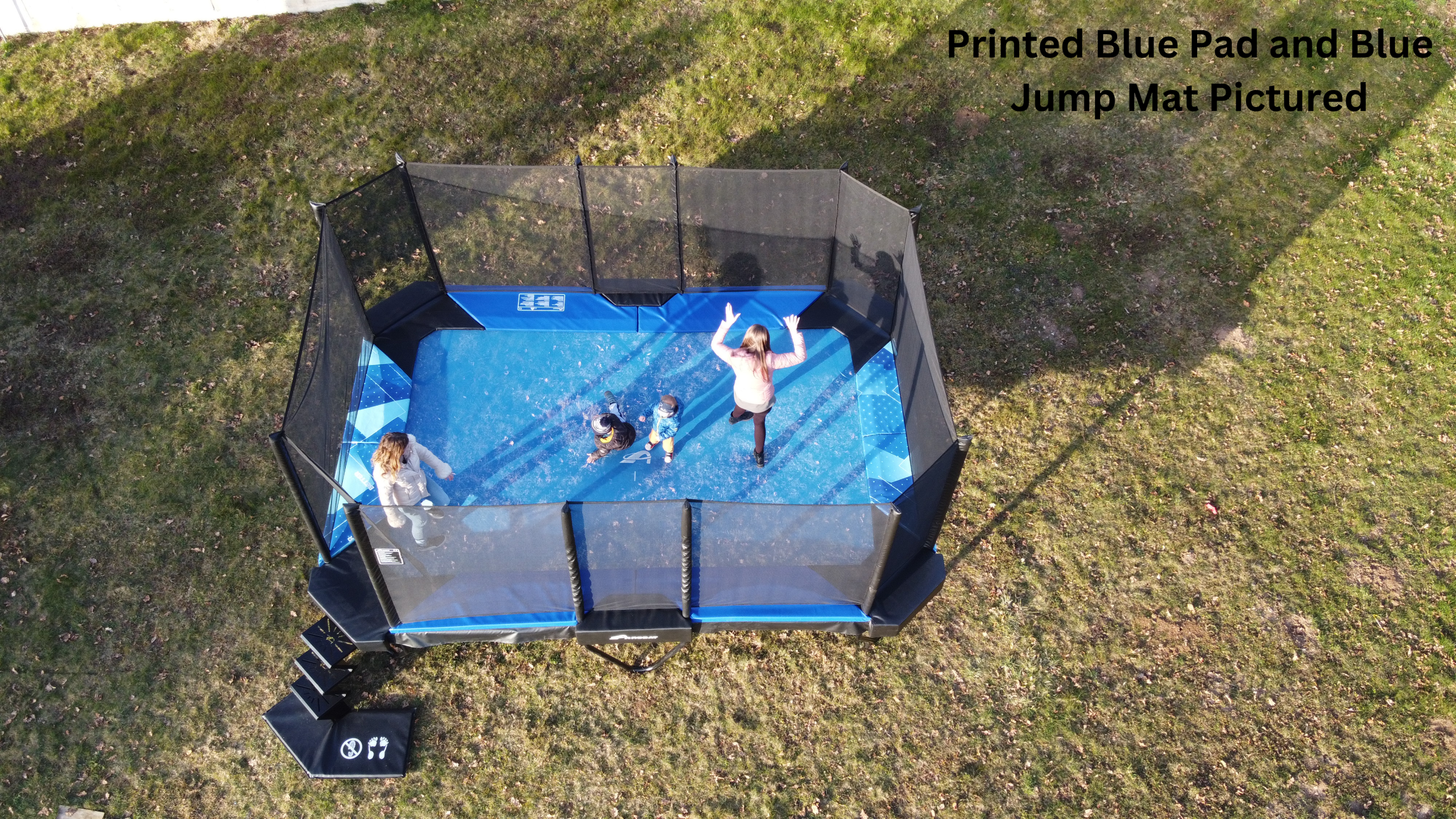 XCITYX 17ft x 12ft Akrobat Above Ground Trampoline - Printed Blue Pad and Blue Jump Mat 4 XCITYX 17ft x 12ft Akrobat Above Ground Trampoline - Printed Blue Pad and Blue Jump Mat - Image 4
