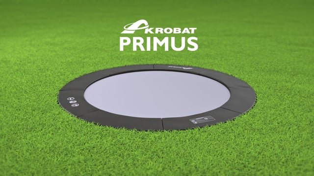 A vibrant kobat prime trampoline designed for children, showcasing a safe and fun jumping experience in a sunny outdoor setting.