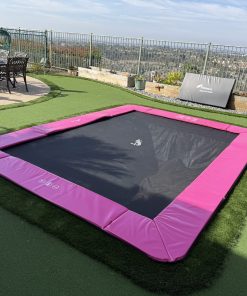 17ft x 10ft Akrobat Primus Flat PLUS LIMITED EDITION PINK PAD with Black Jump Mat In-ground Trampoline