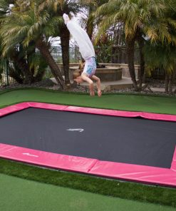 17ft x 10ft Akrobat Primus Flat PLUS LIMITED EDITION PINK PAD with Black Jump Mat In-ground Trampoline 7 IMG 1078 scaled