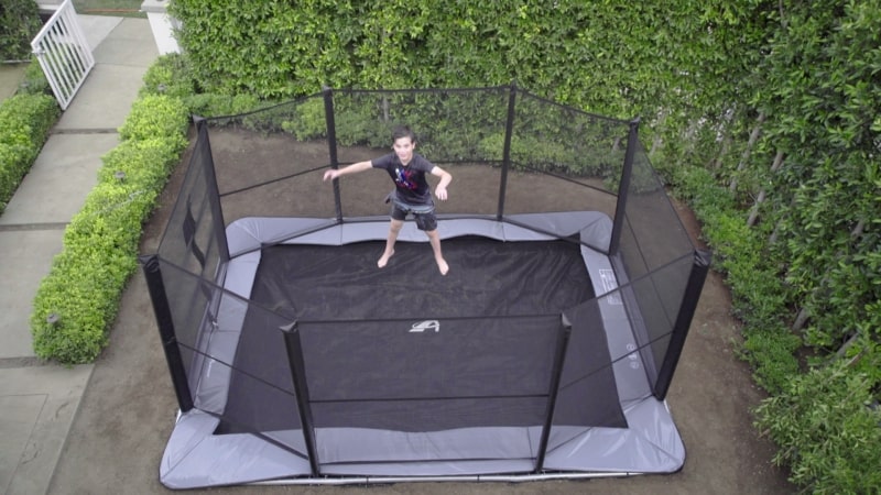 How to Jump Higher on a Trampoline: Tips & Best Practices 6 aerial shot 17ft 12ft xcityx trampoline in ground