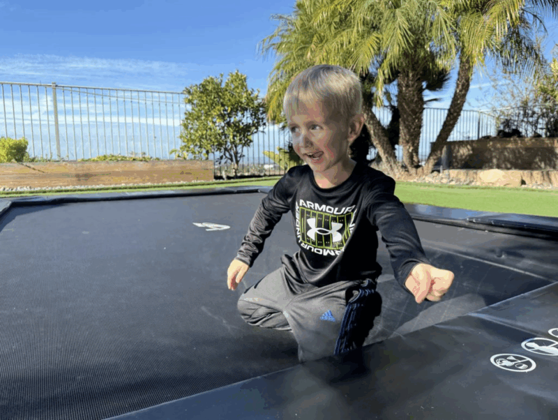 Trampolining in under armour